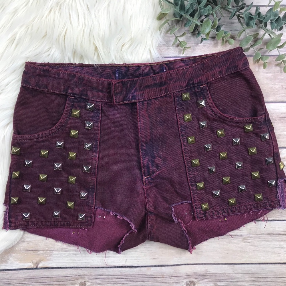 Vintage Mid Rise Studded Cutoff Jean Shorts
